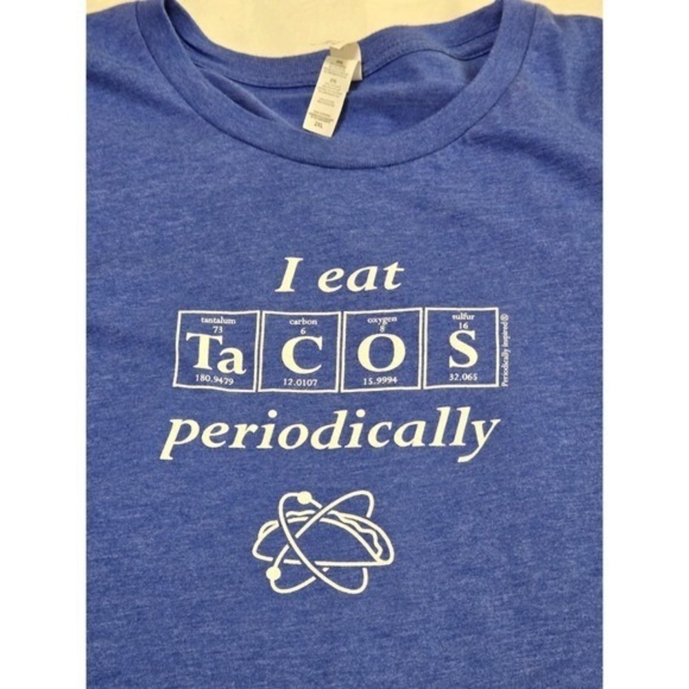 Bella Canvas I Eat Tacos Periodically Graphic Tee Shirt Blue 2XL SOFT /0165